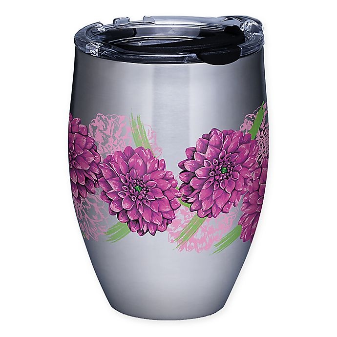 slide 1 of 1, Tervis Painted Dahlias Stainless Steel Stemless Wine Glass with Lid, 12 oz