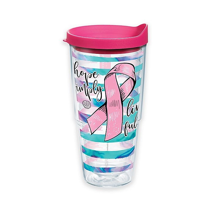 slide 1 of 1, Tervis Hope Simply Live Fully Breast Cancer Awareness Tumbler with Lid, 24 oz