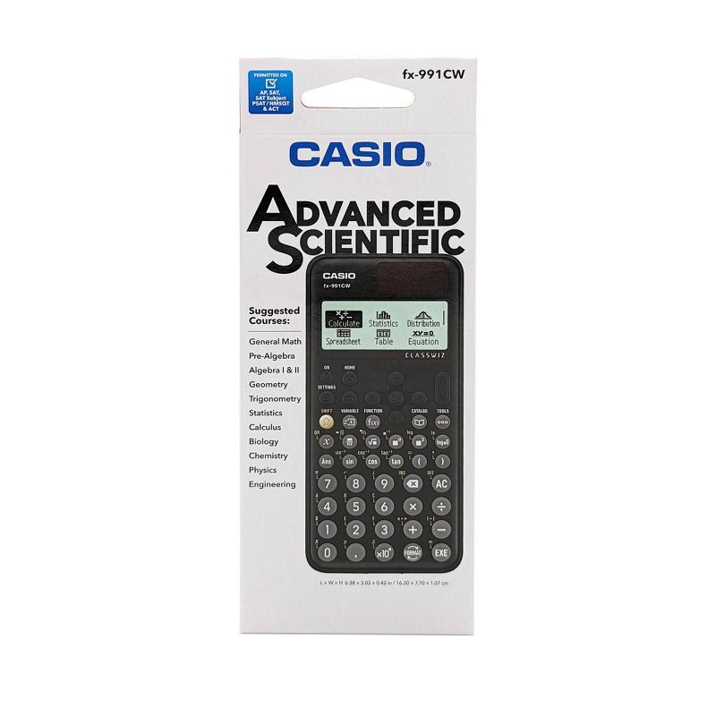 slide 3 of 5, Casio FX-991CW Advanced Scientific Calculator - Black: Approved for AP Calculus, SAT II, 1 ct