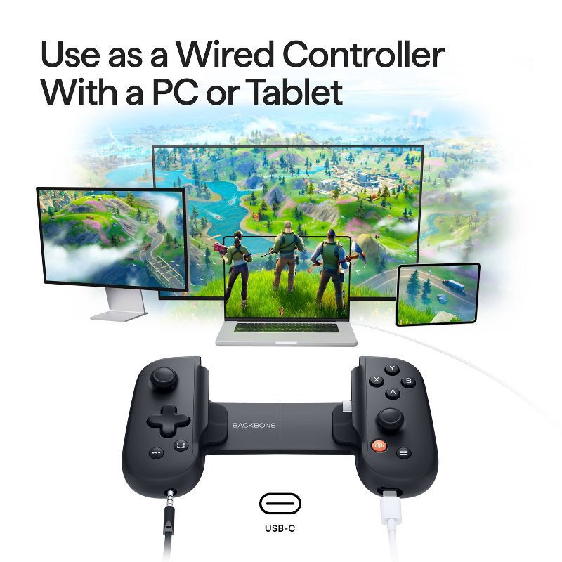slide 3 of 8, Backbone One (USB-C) Mobile Gaming Controller for Android and iPhone Series 15 - Gen 2 Black: Xbox Compatible, Wi-Fi Enabled, 1 ct