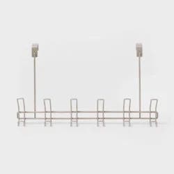 6 Over The Door Hook Silver - Threshold™: Steel, Powder-Coated, No Assembly, 20 lb Capacity, Decorative Rack
