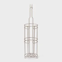 4 Roll Reserve Plus Freestanding Toilet Tissue Holder Silver - Threshold™: Steel Construction, 23.937" Height, 6.5" Width