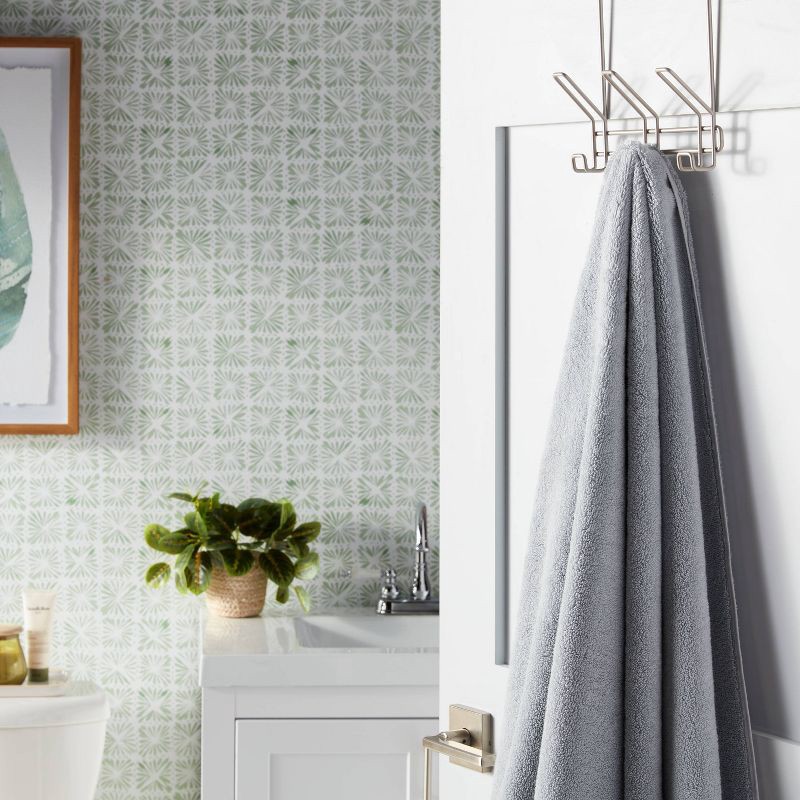 slide 2 of 3, 3 Over The Door Hook Silver - Threshold™: Steel, Powder-Coated, No Assembly, 15 lb Capacity, Decorative Rack, 15 lb