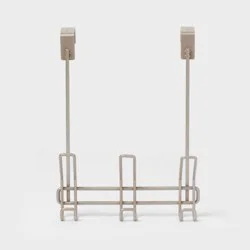 3 Over The Door Hook Silver - Threshold™: Steel, Powder-Coated, No Assembly, 15 lb Capacity, Decorative Rack