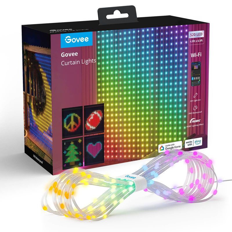 slide 1 of 10, Govee Curtain Light: LED String Lights with 73 Settings, Smart App Control, 1 ct