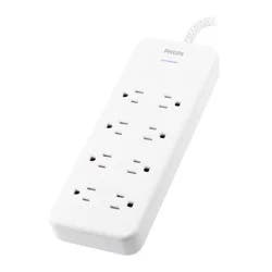 Philips 8-Outlet Surge 8' braided cord 2160J Adapter-Spaced - White