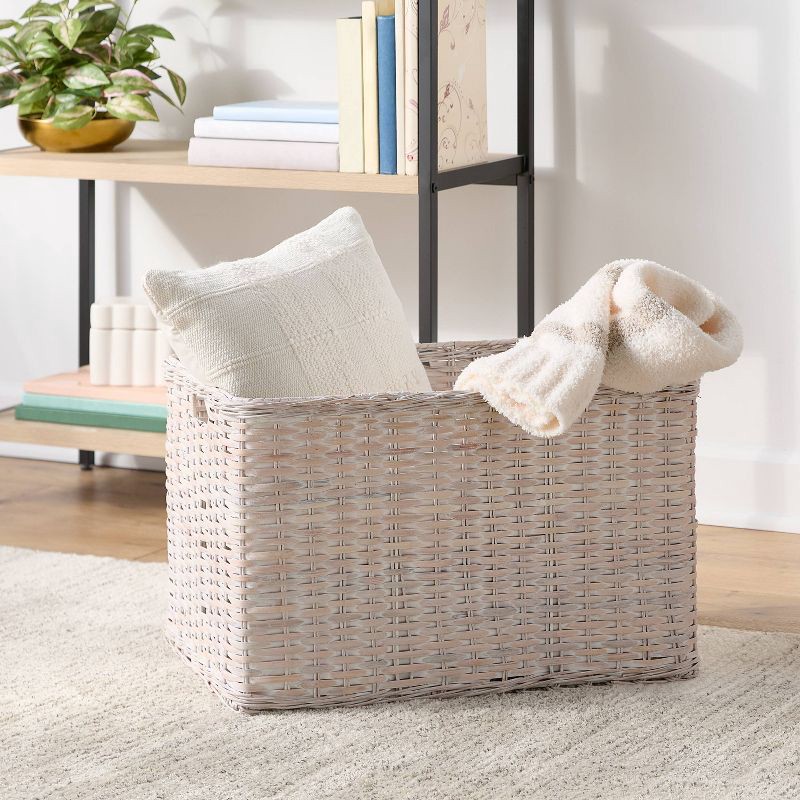 slide 2 of 3, XL Woven Rattan Crate White Washed - Brightroom™, 1 ct