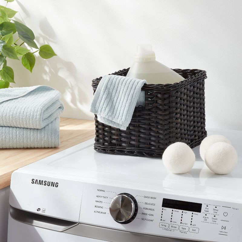 slide 2 of 3, S Washed Woven Rattan Crate Black - Brightroom™: Rectangle Decorative Basket, 8" H x 11.25" W x 10" D, Air Dry, 1 ct