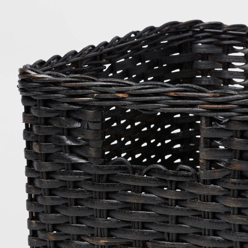slide 3 of 3, S Washed Woven Rattan Crate Black - Brightroom™: Rectangle Decorative Basket, 8" H x 11.25" W x 10" D, Air Dry, 1 ct