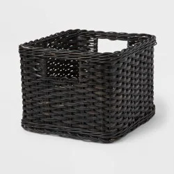 S Washed Woven Rattan Crate Black - Brightroom™: Rectangle Decorative Basket, 8" H x 11.25" W x 10" D, Air Dry