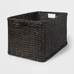 XL Washed Woven Rattan Crate Black - Brightroom™: Decorative Storage Basket, Rectangle, Air Dry, 22"x15"x13.25"