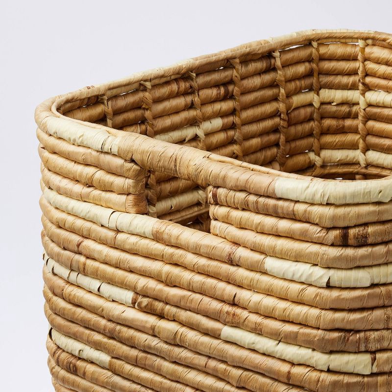 slide 3 of 3, XL Woven Water Hyacinth Crate with Cream Accents - Threshold™: Decorative XL Basket, Off-White Rectangle, 18"x16"x12", 1 ct