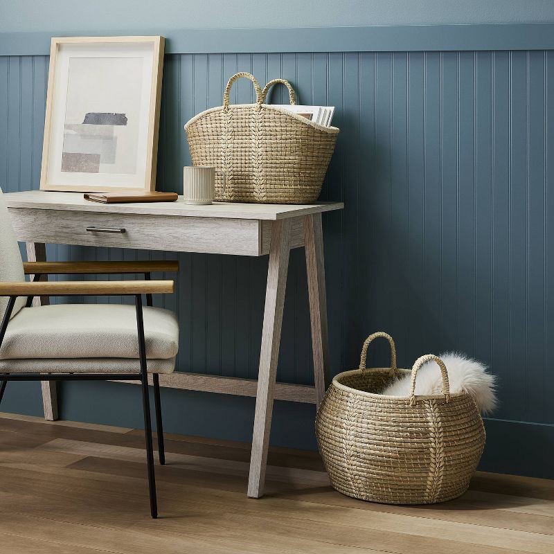 slide 2 of 3, Woven Medong Grass Round Floor Basket - Threshold™, 1 ct