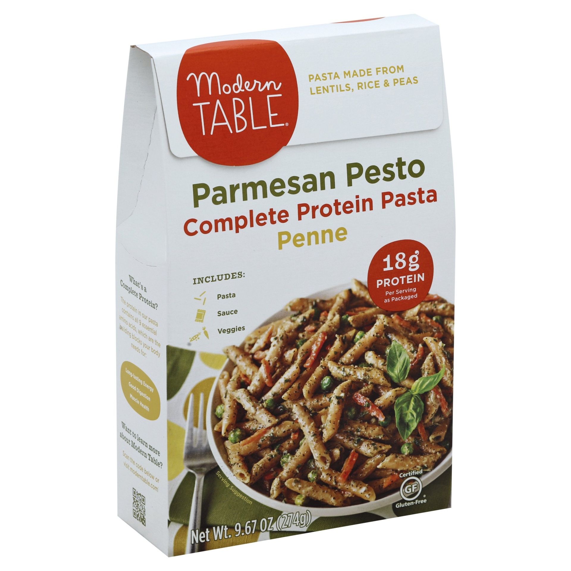 slide 1 of 2, Modern Table Parmesan Pesto Complete Protein Pasta Penne, 9.67 oz