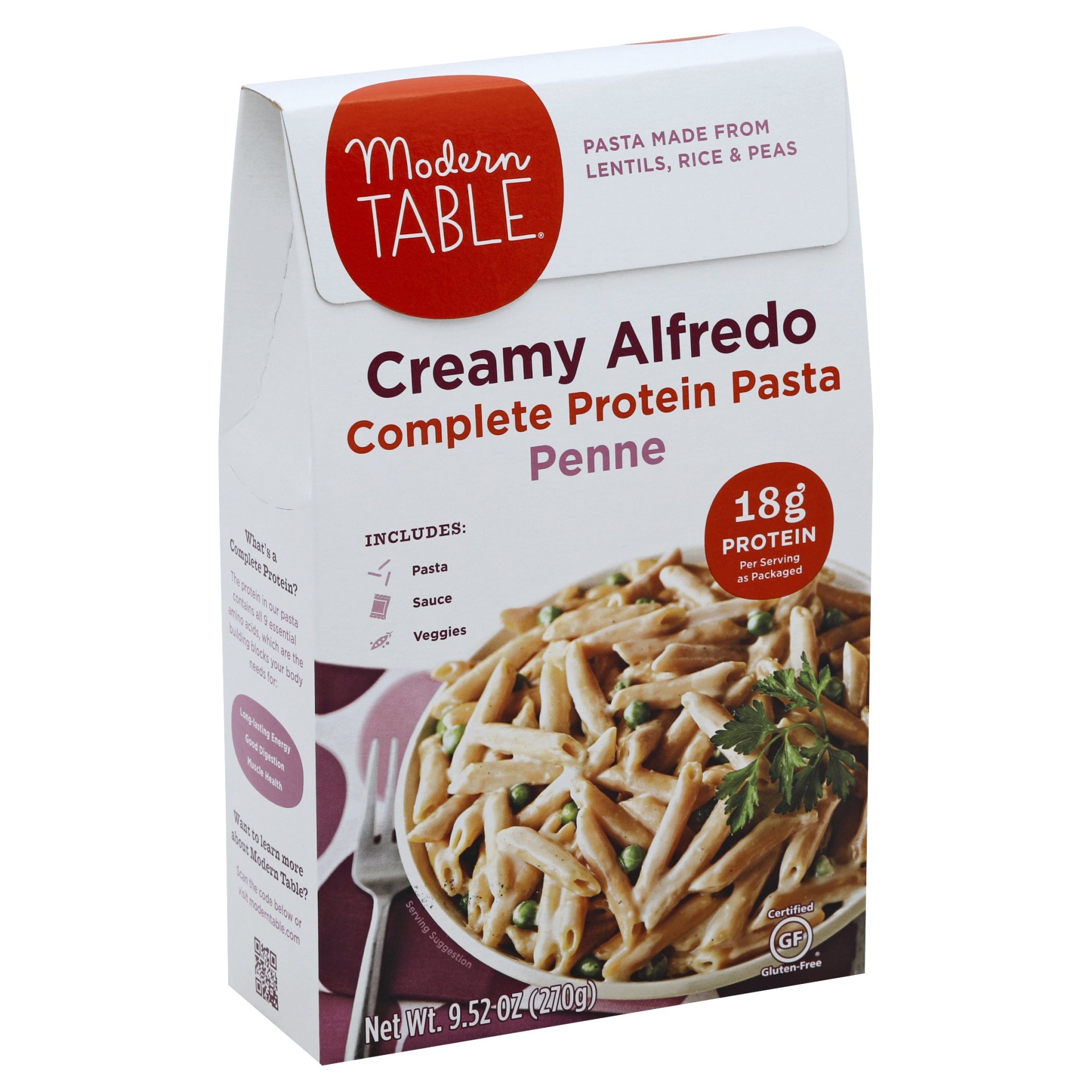 slide 1 of 2, Modern Table Complete Protein Pasta Creamy Alfredo Penne, 9.52 oz