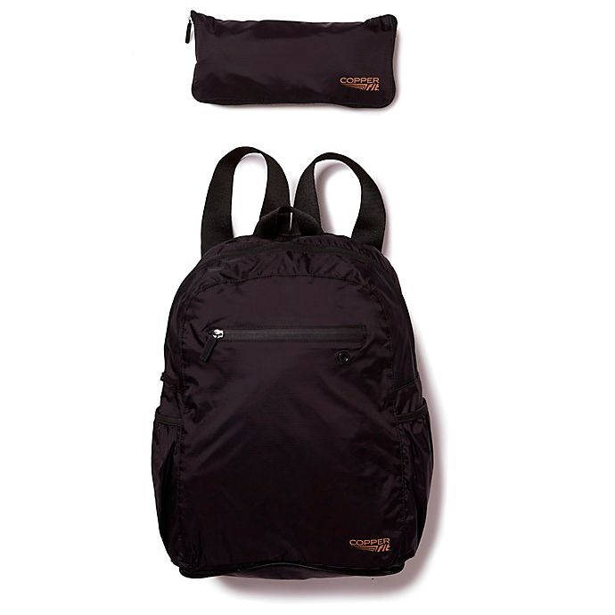 slide 3 of 3, Copper Fit Packable Backpack - Black, 15.5 in