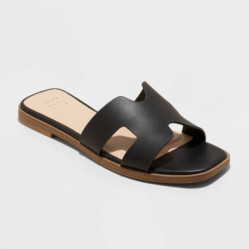 slide 1 of 4, Women's Nina Slide Sandals - A New Day™ Black 8.5, 1 ct