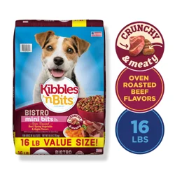 Kibbles ''n Bits Mini Bits Small Breed Bistro Oven Roasted Beef, Spring Vegetable & Apple Flavors Dry Dog Food, 16 lb. Bag