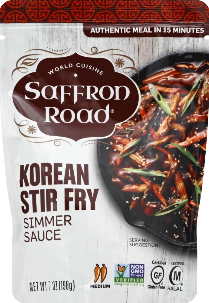 slide 1 of 1, Saffron Road Korean Stir Fry Simmer Sauce, 7 oz