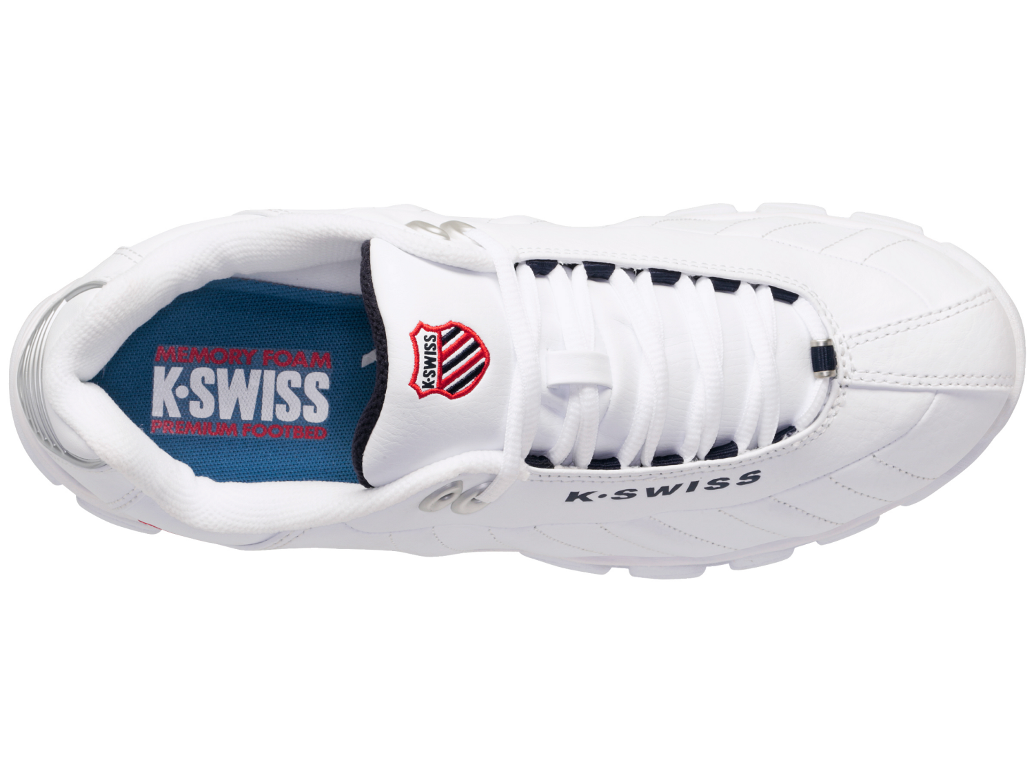 slide 4 of 4, K-Swiss K SWISS K-Swiss Men's Sneaker, White/Navy/Red, Size 12 Wide, 12w