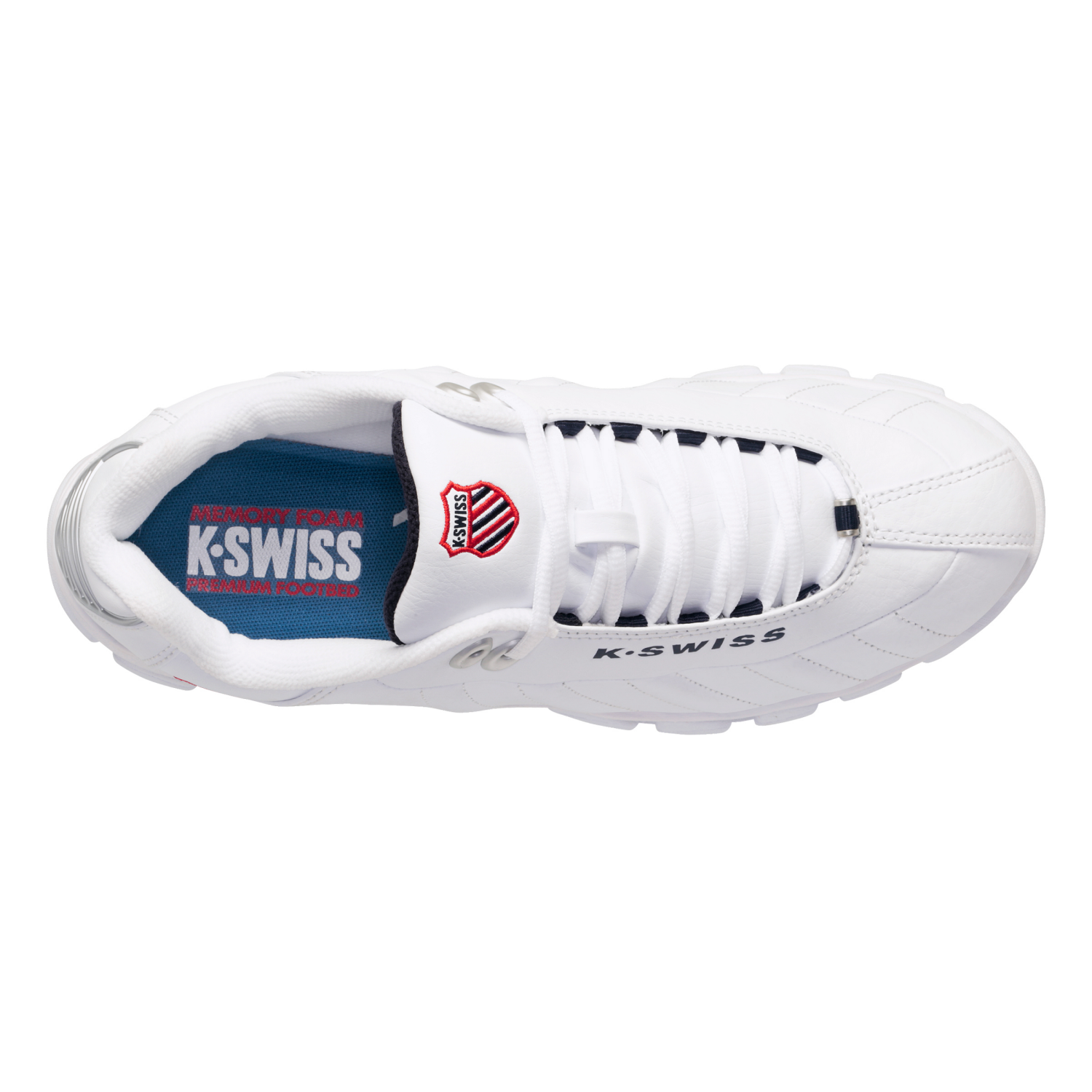 slide 4 of 4, K SWISS K-Swiss Men's Sneaker, White/Navy/Red, Size 8 Wide, 8w