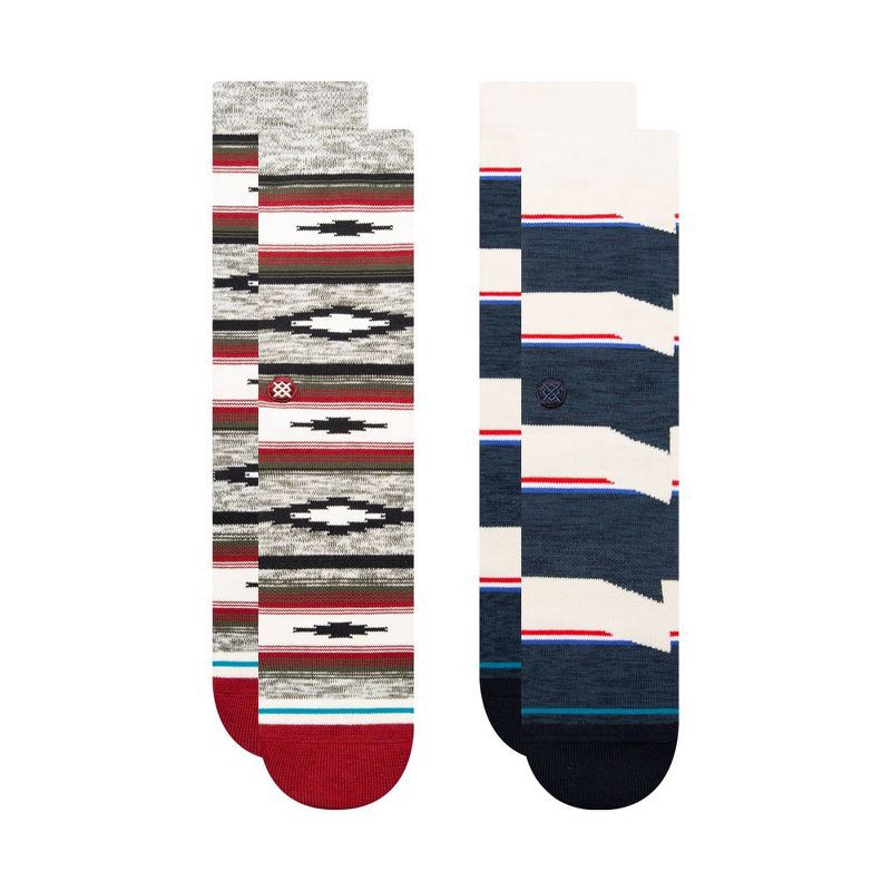 slide 4 of 8, STANCE Men's Striped Blanket Crew Socks 2pk - Red/Blue L, 2 ct