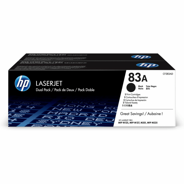 slide 7 of 8, HP 83A Black Toner Cartridges (Cf283Ad), Pack Of 2, 2 ct