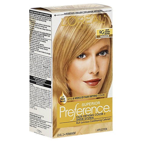 slide 1 of 1, Loreal Preference Light Golden Blonde Hair Color, 9 gram