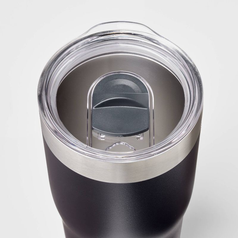 slide 3 of 3, 30oz Stainless Steel Tumbler with Straw Black - Embark™: Portable Drinkware, 10.85" Height, 30 oz