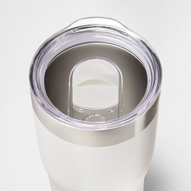 slide 3 of 3, 30oz Stainless Steel Tumbler with Straw Cream - Embark™: Portable Drinkware, Off-White, 30 oz