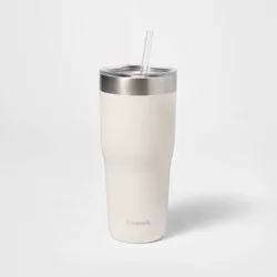 30oz Stainless Steel Tumbler with Straw Cream - Embark™: Portable Drinkware, Off-White