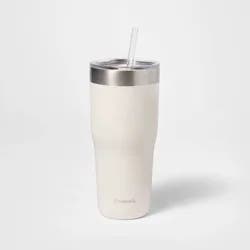 30oz Stainless Steel Tumbler with Straw Cream - Embark™: Portable Drinkware, Off-White