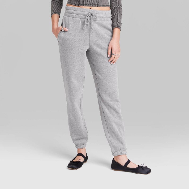 slide 2 of 3, Women's High-Rise Tapered Sweatpants - Wild Fable™ Heather Gray XL, 1 ct