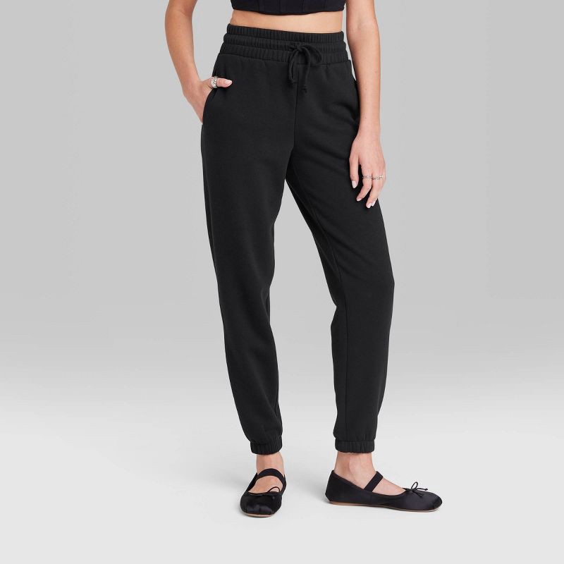 slide 2 of 3, Women's High-Rise Tapered Joggers - Wild Fable™ Black S, 1 ct