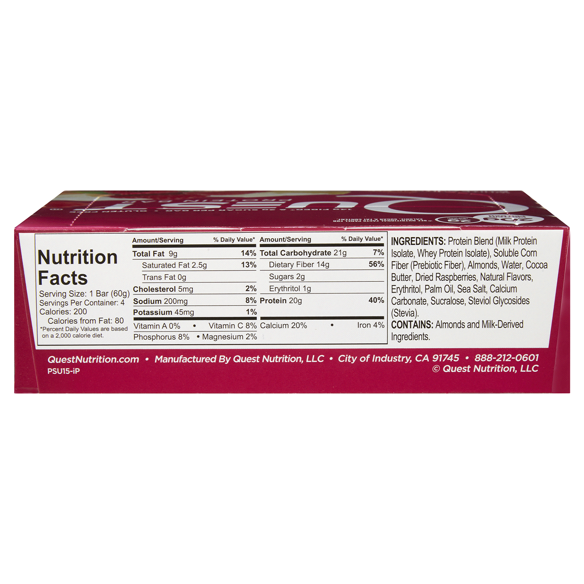 slide 2 of 2, Quest Protein Bar, White Chocolate Raspberry Flavor, 4 ct