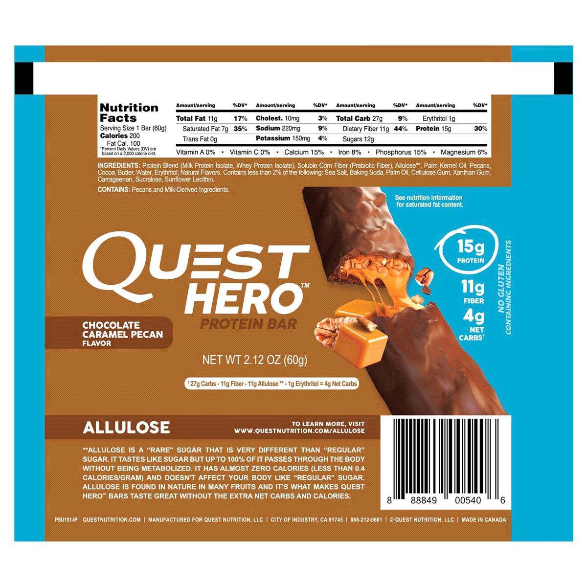 slide 2 of 2, Quest Hero Protein Bar, Chocolate Caramel Pecan, 1 ct