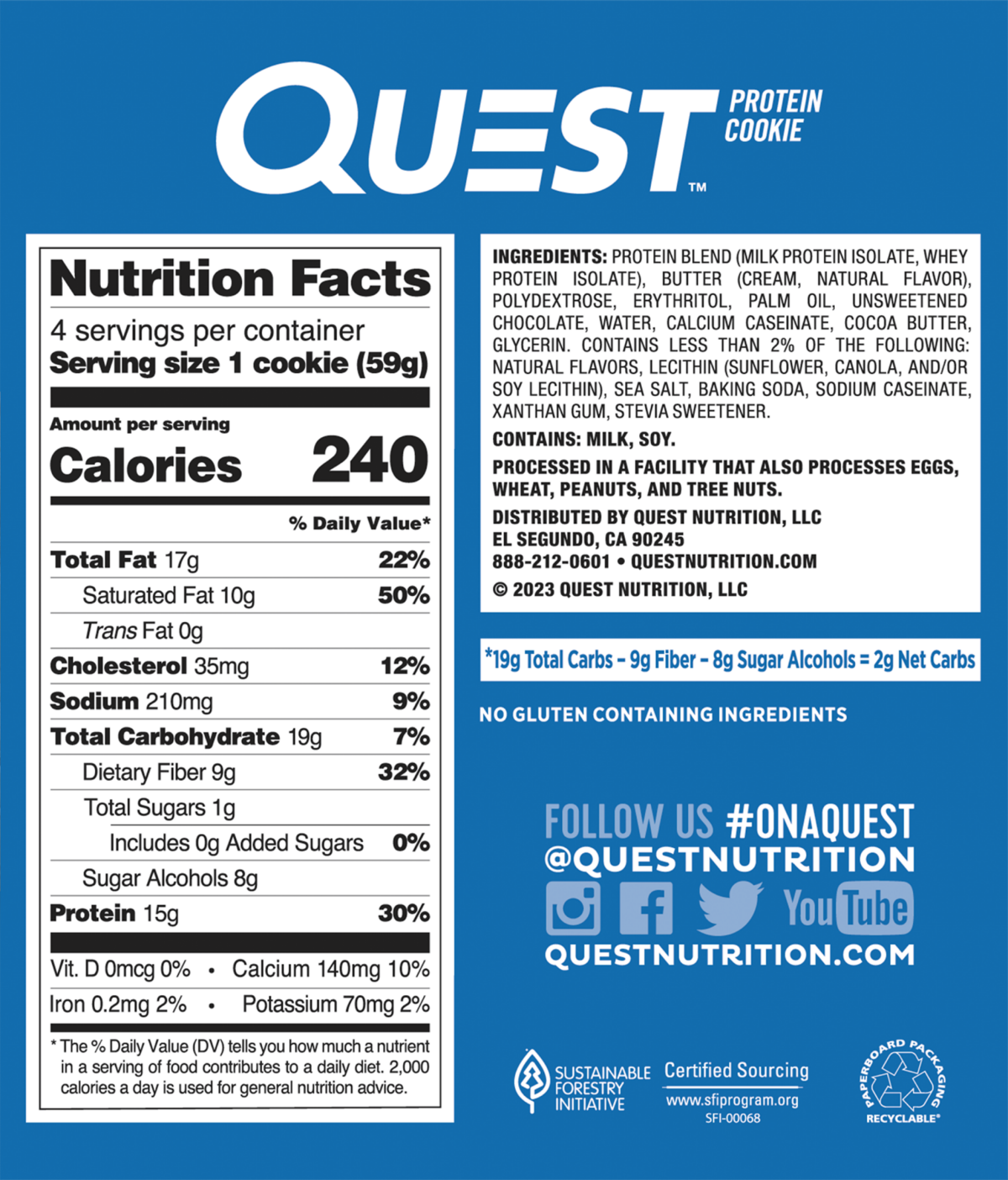 slide 2 of 2, Quest Protein Cookie, Soft & Chewy, Chocolate Chip, 4 ct
