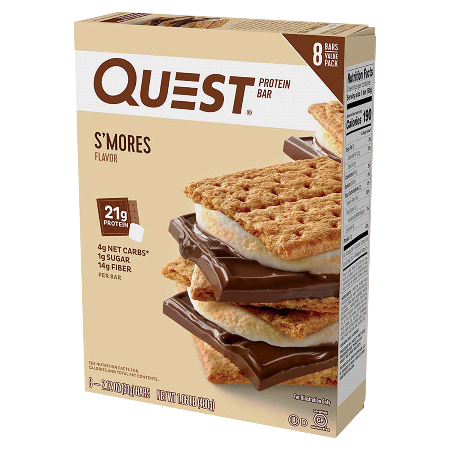 slide 1 of 2, Quest Protein Bars, S'Mores Flavor, Value Pack, 8 ct