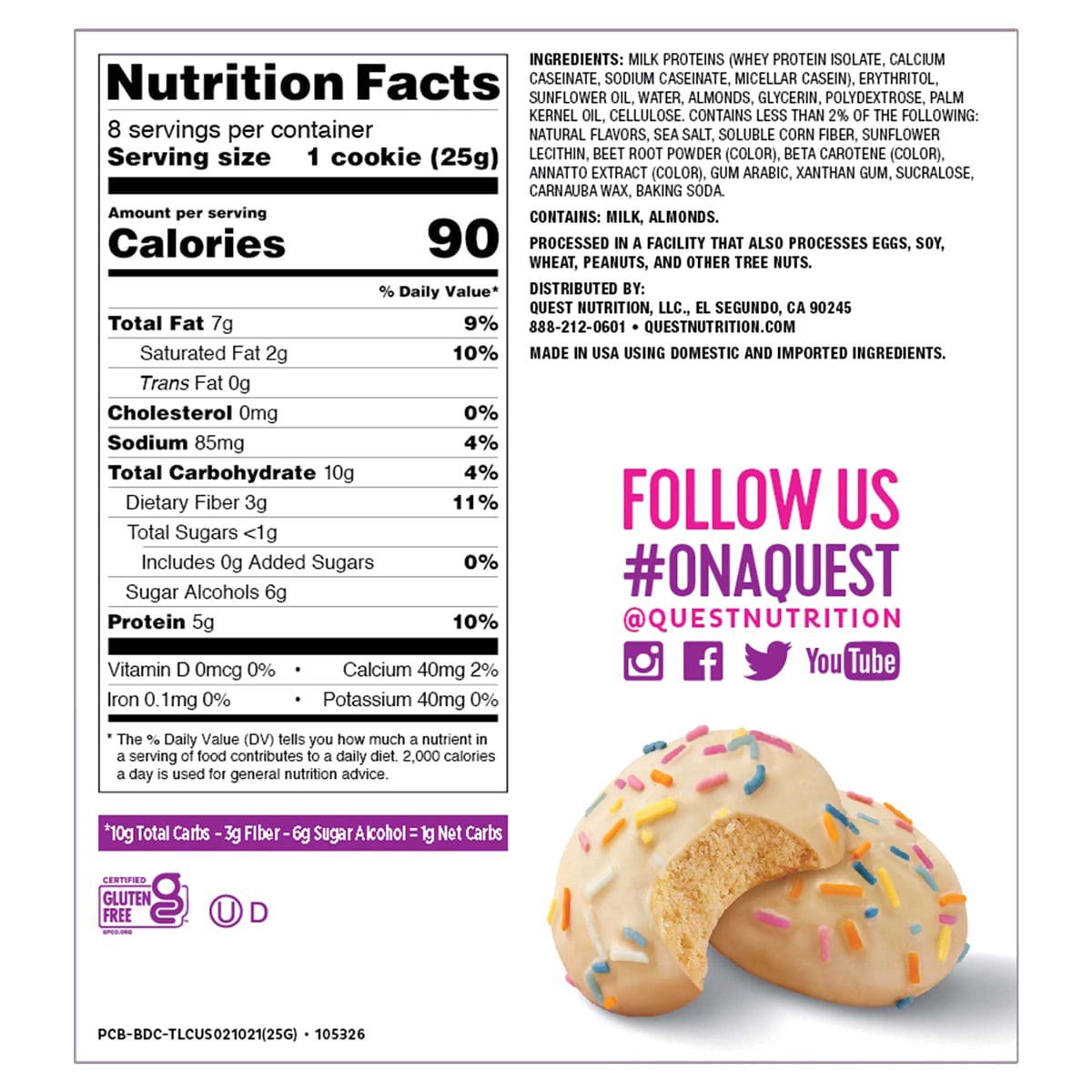 slide 2 of 2, Quest Cookies, Frosted, Birthday Cake Flavor, 8 ct