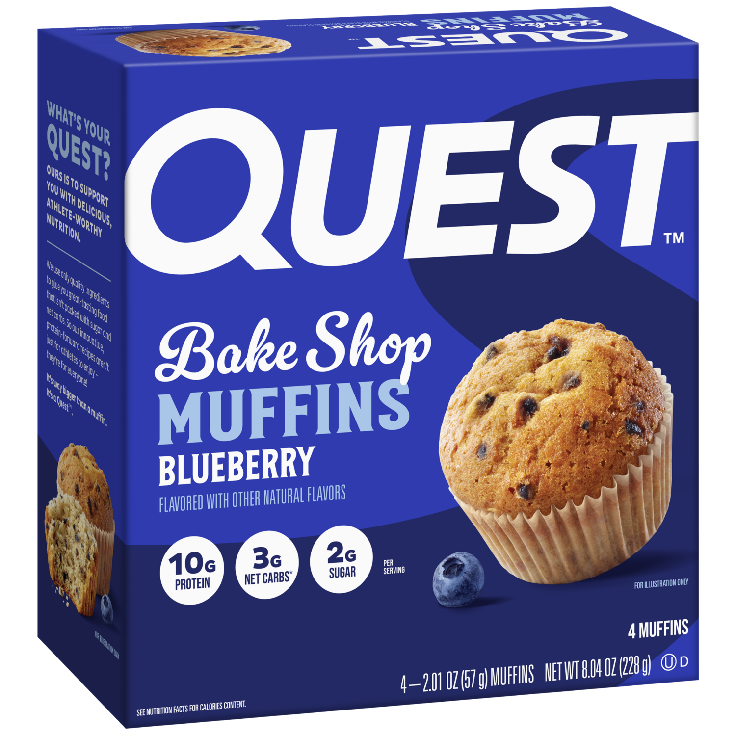 slide 6 of 8, Quest Bake Shop Blueberry Muffins, 4 ct; 2.01 oz