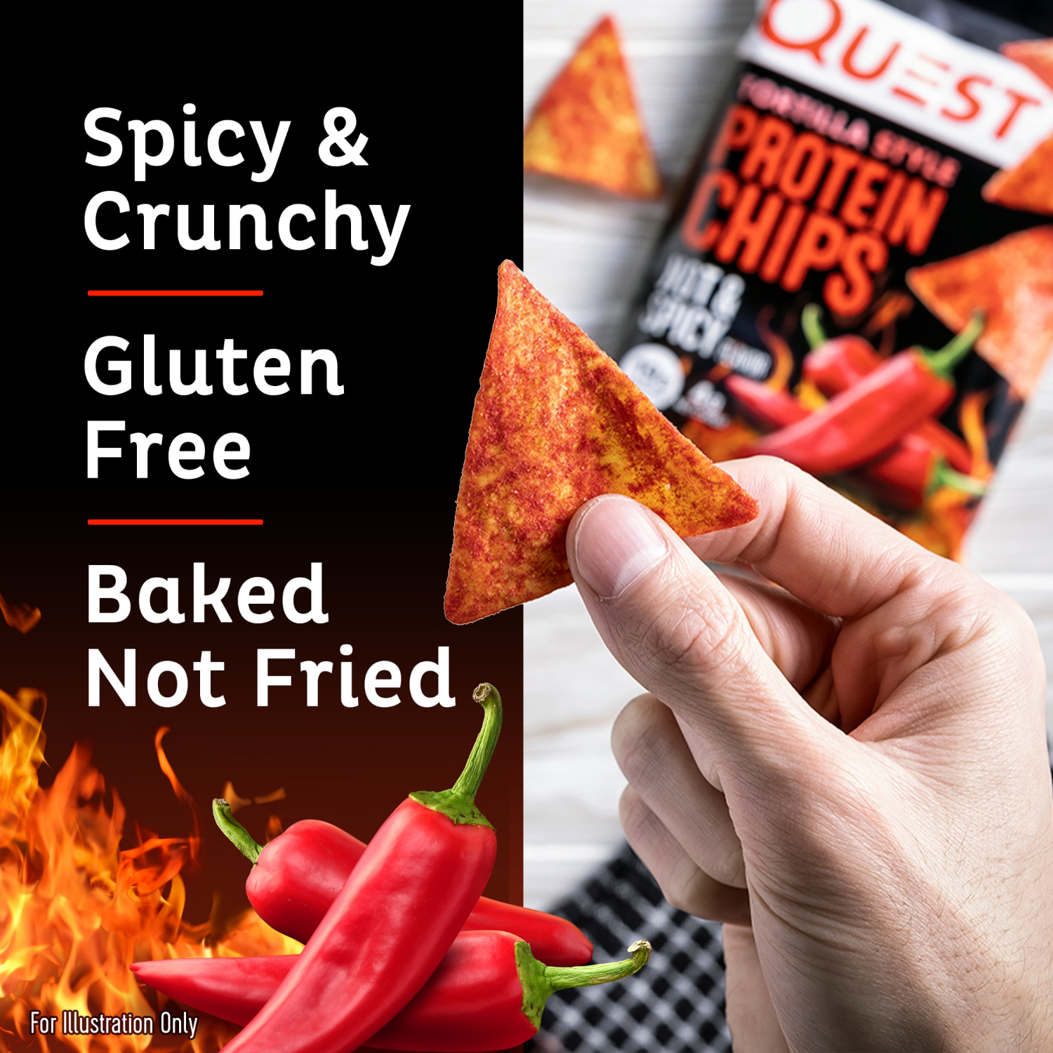 slide 2 of 5, Quest Protein Chips, Hot & Spicy, Tortilla Style, 1.1 oz