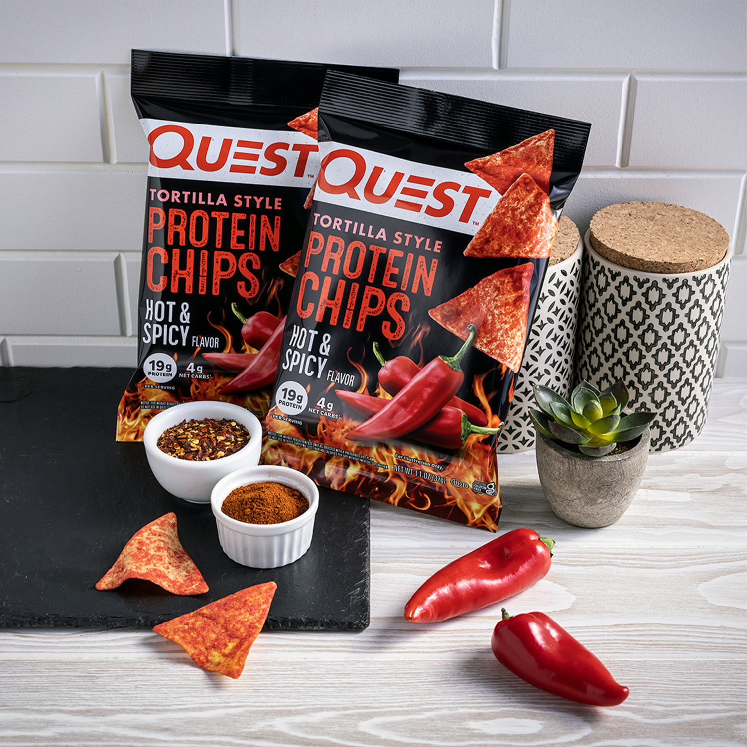 slide 4 of 5, Quest Protein Chips, Hot & Spicy, Tortilla Style, 1.1 oz