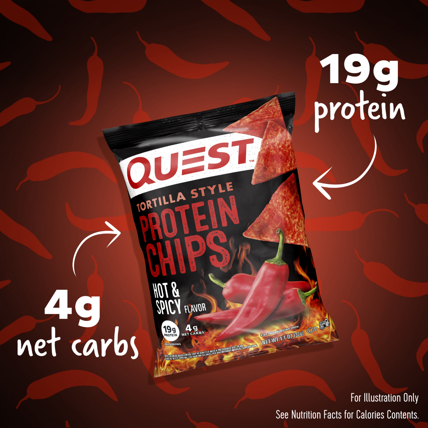slide 5 of 5, Quest Protein Chips, Hot & Spicy, Tortilla Style, 1.1 oz