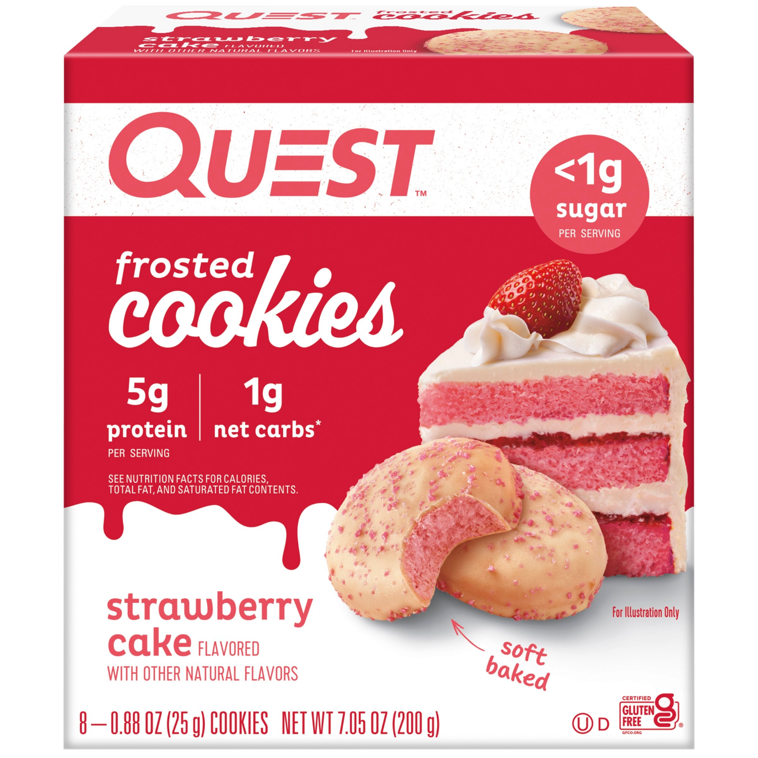 slide 1 of 3, Quest Bake Shop Frosted Strawberry Cake Cookies 8 - 0.88 oz Cookies, 8 ct