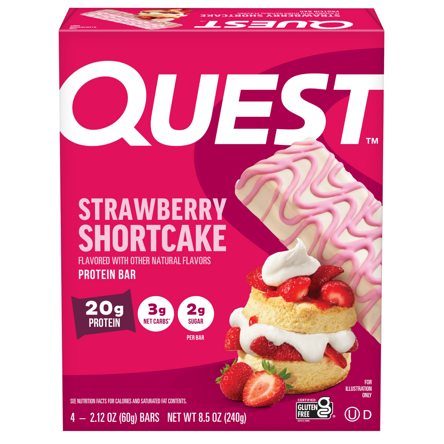 slide 1 of 1, Quest Nutrition Protein Bars, Strawberry Shortcake, 4-2.12 Oz, 8.5 oz