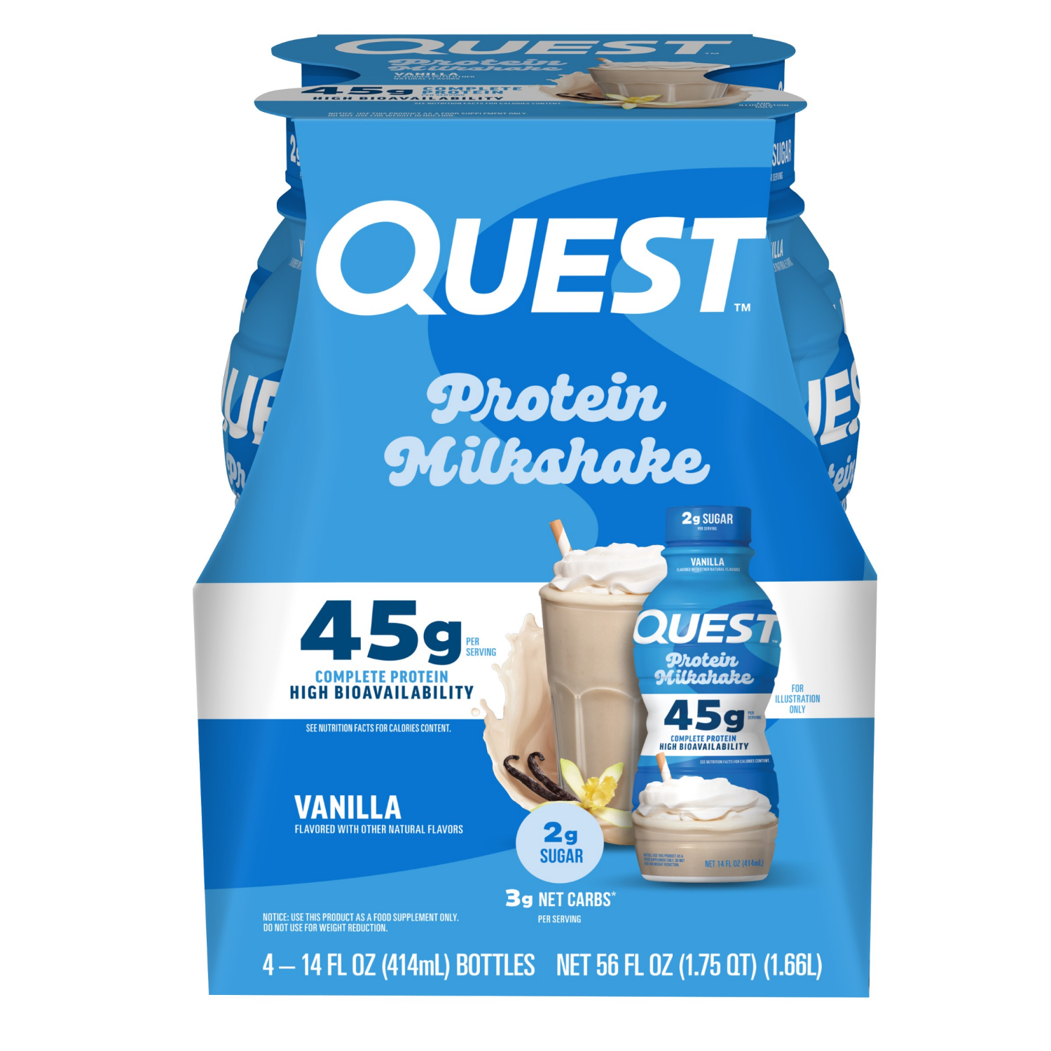 slide 1 of 1, Quest Protein Milkshake, Vanilla, 4 ct; 14 oz