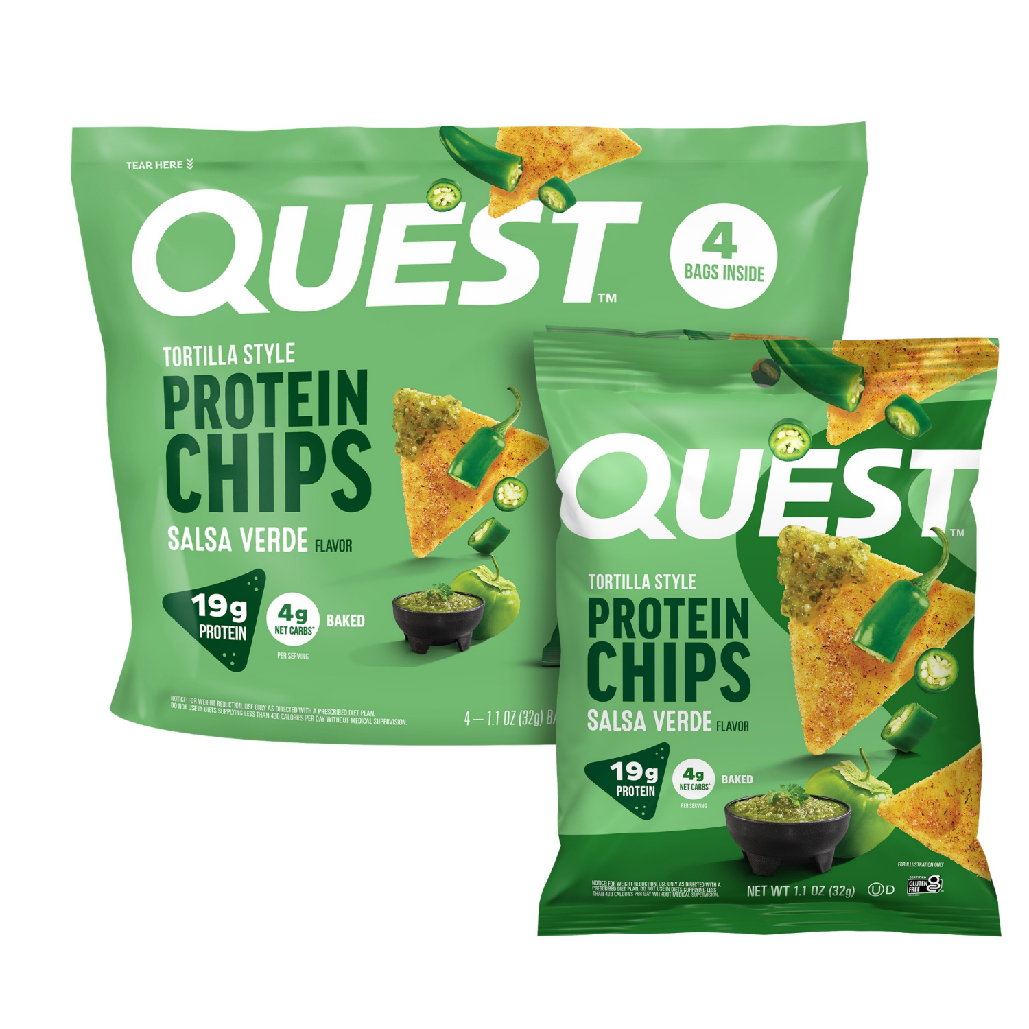 slide 1 of 1, Quest Nutrition Quest Protein Chips, Tortilla Style, Salsa Verde Flavor, 4-1.1 Oz Bages, 4.5 oz