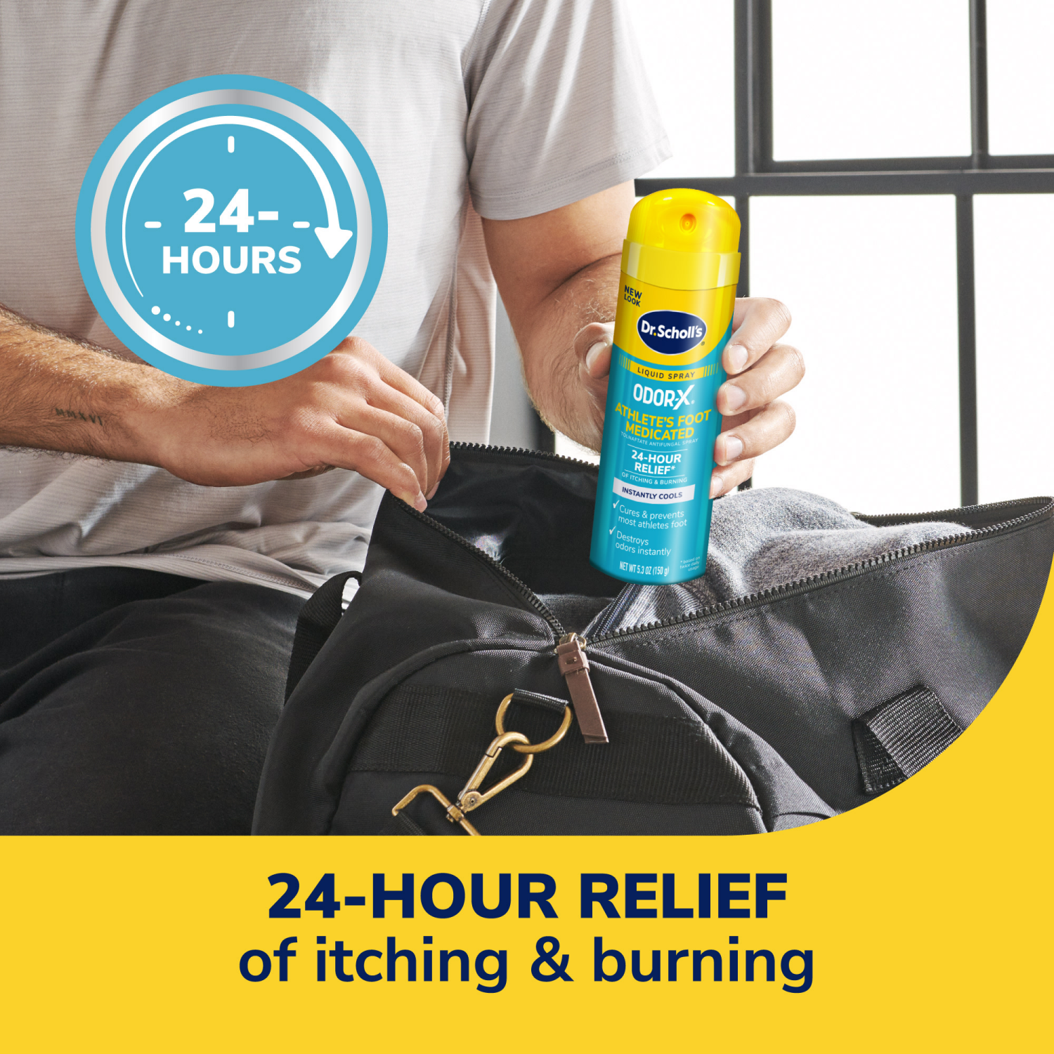 slide 2 of 8, Dr. Scholl's ODOR-X ATHLETE'S FOOT MEDICATED LIQUID SPRAY, 5.3 oz // 24-Hour Relief of Itching & Burning, Instantly Cools, Cures & Prevents Most Athlete's Foot, Destroys Odors Instantly, 5.3 oz