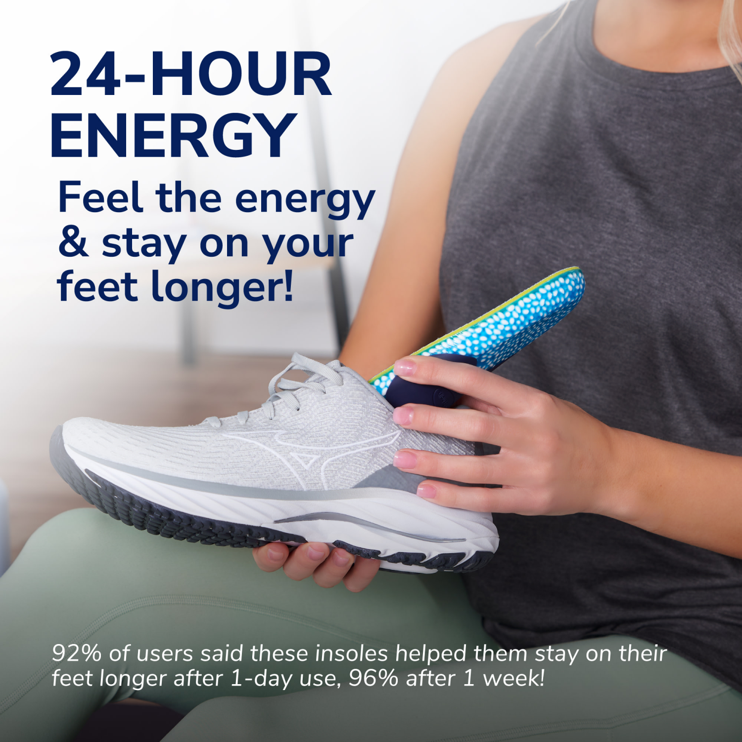 slide 5 of 8, Dr. Scholl's 24-Hour Energy Multipurpose Insoles, Returns Energy with every step, Relieves Foot Pressure & Tired Achy Feet, Memory Foam & Gel Insert, Women's Shoe Size 6-10, 1 Pair, 1 ct