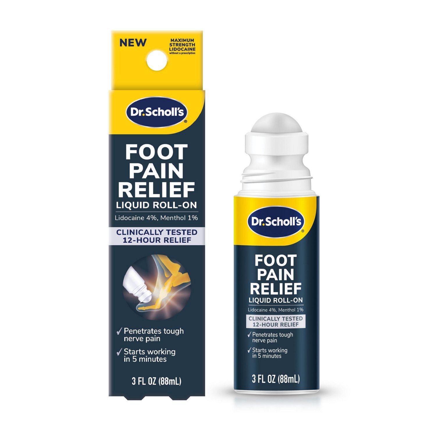 slide 3 of 7, Dr. Scholl's Foot Pain Relief Roll- On, 3 Oz, 3 oz